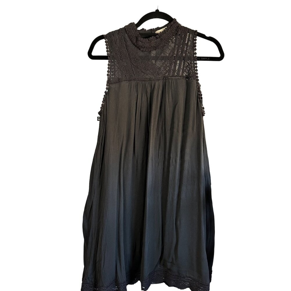 Altard State size M black lace trim sleeveless lined dress missing button